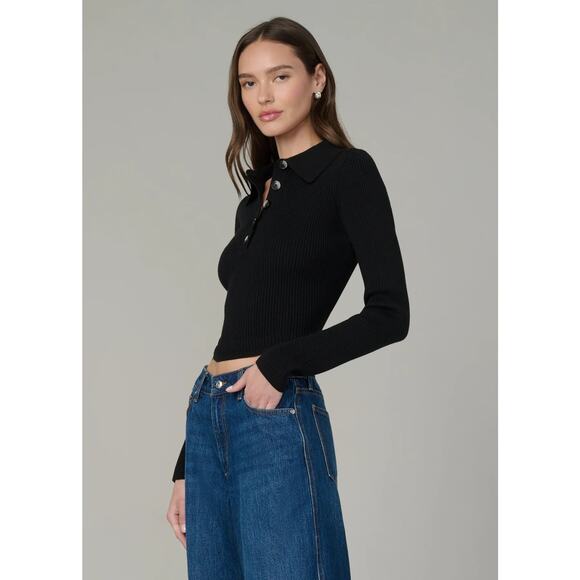 Joe's Jeans The Lisa Polo Sweater - Black NWT SIZE XS S M L - Picture 2 of 6